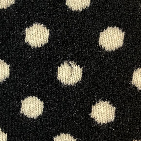 Kate Spade Joanie Dress Womens XL Black Ivory Polka Dot Wool Cashmere Knit - Picture 3 of 8